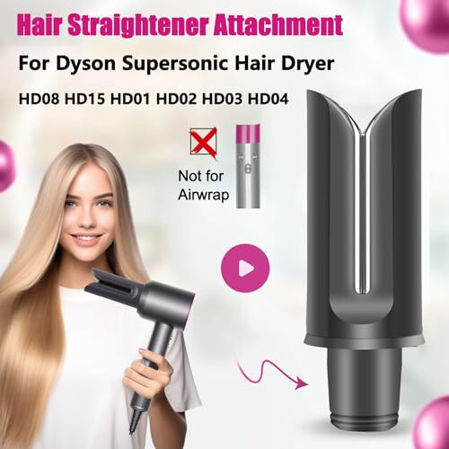 Hair Straightener Attachment for Dyson Supersonic Hair Dryer HD15 HD08 HD01 HD02 HD03 HD04, Straightening Styling Nozzle Tool for Hair Dryers converting Hair Straighteners - 2