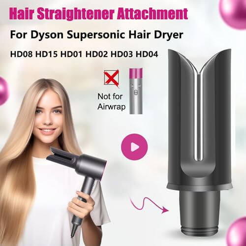 Hair Straightener Attachment for Dyson Supersonic Hair Dryer HD15 HD08 HD01 HD02 HD03 HD04, Straightening Styling Nozzle Tool for Hair Dryers converting Hair Straighteners - 2