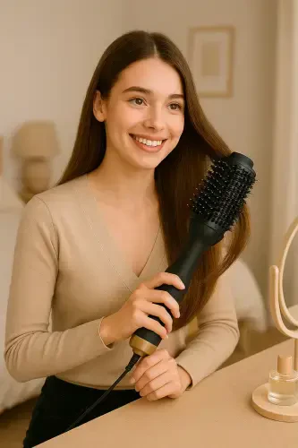 Hair Styler And Hair Straightener Blow Dryer Brush New Model Gold Color ONE202101-Gold - ONE STEP (1)