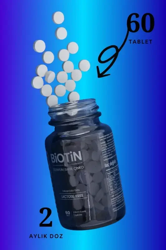 Hair Vitamin 60 Tablet Biotin 5000 mcg-Zinc 15 mg-Copper 2000 mcg-Selenium 50 mcg - 3