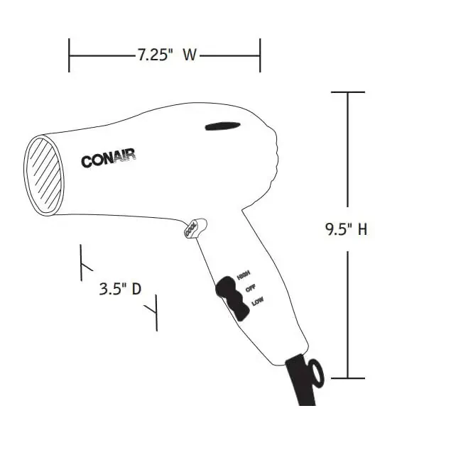 Hairdryer, Handheld, Black, 1875 Watts - 3