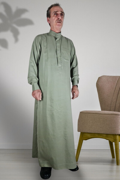 Haj and Umrah Outfits/Prayer Robe with Hidden Buttons and Long Sleeves - 2