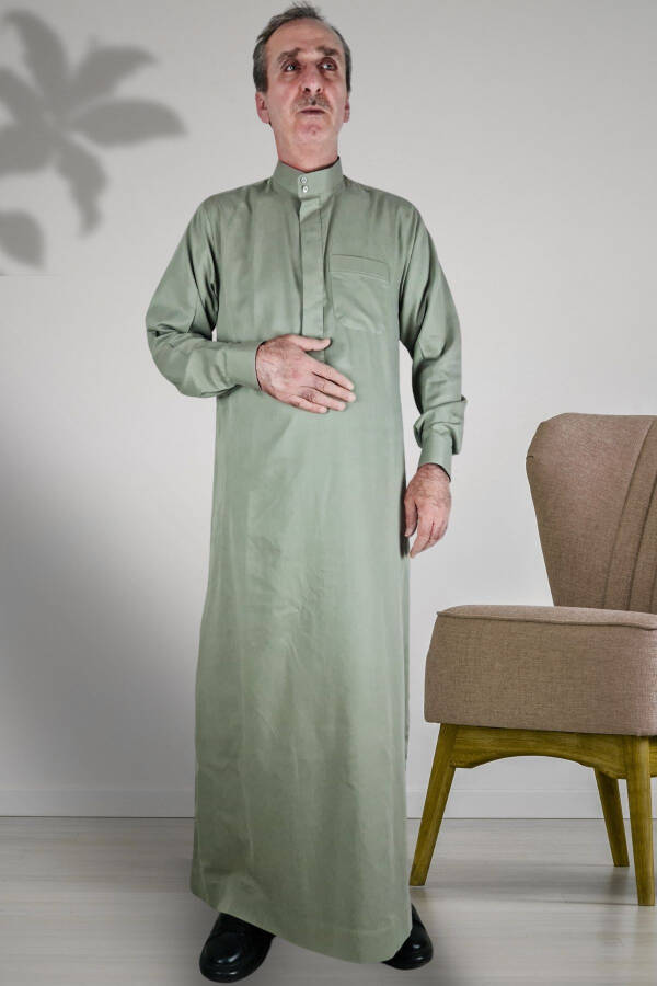 Haj and Umrah Outfits/Prayer Robe with Hidden Buttons and Long Sleeves - 3