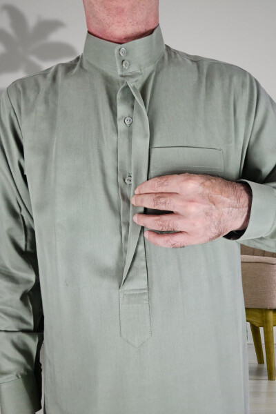 Haj and Umrah Outfits/Prayer Robe with Hidden Buttons and Long Sleeves - 5