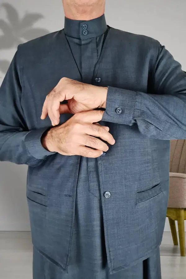 Haj va Umra kiyimlari / 2 dona نماز qilich choponi / O‘rt tomon tugmalari yashirin va uzun kaltava qulokli quloqli cho'ntakli - 5