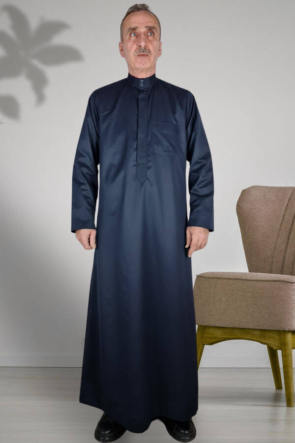 Hajj and Umrah Outfits / Front Buttons Concealed And Long Sleeved Pocketless / Prayer Robe / Men's Fistan - 2