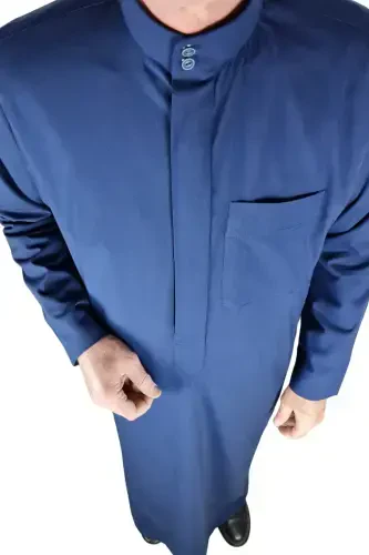 Hajj Umrah Outfits/Front Buttoned Hidden and Long Sleeve Buttonless Pocketed/Prayer Robe/men's dress-light blue - 6