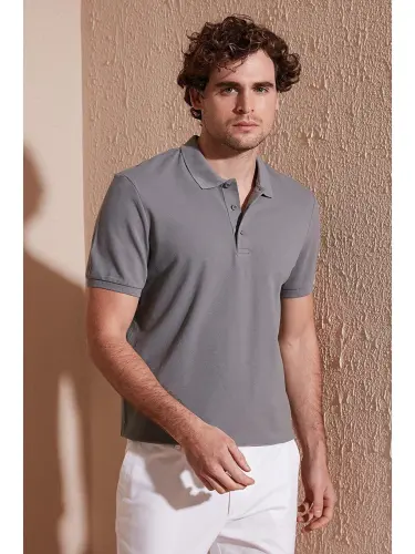 Haki %100 Pamuk Düğmeli Regular Fit Polo Tişört 5902127-Haki 
