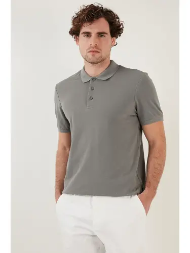 Haki %100 Pamuk Düğmeli Regular Fit Polo Tişört 5902127-Haki - 3