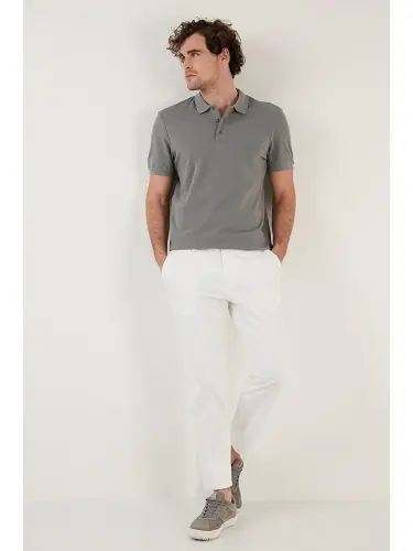 Haki %100 Pamuk Düğmeli Regular Fit Polo Tişört 5902127-Haki - 4