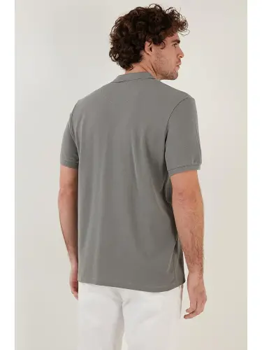 Haki %100 Pamuk Düğmeli Regular Fit Polo Tişört 5902127-Haki - 5