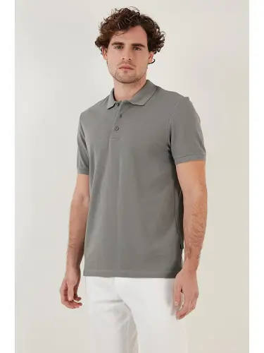 Haki %100 Pamuk Düğmeli Regular Fit Polo Tişört 5902127-Haki - 6