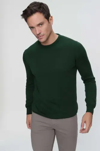 Haki Basic Dinamik Fit Rahat Kesim Bisiklet Yaka Triko Kazak - 3