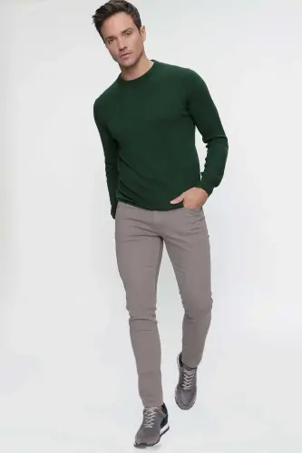 Haki Basic Dinamik Fit Rahat Kesim Bisiklet Yaka Triko Kazak - 5