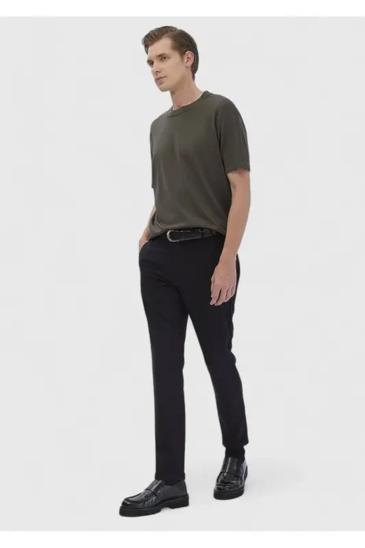 Haki Bisiklet Yaka Düz Örgü Triko-Haki - 2