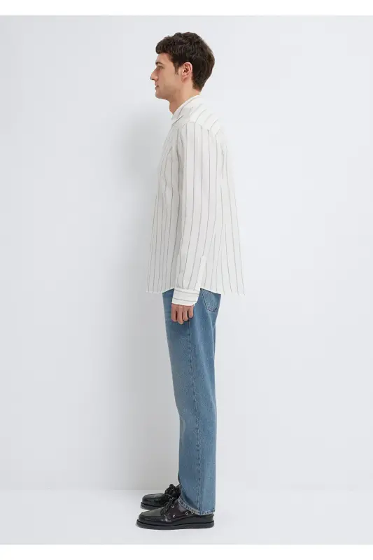 Haki chiziqli ko'ylak Regular Fit / Oddiy bichim 021 - 5
