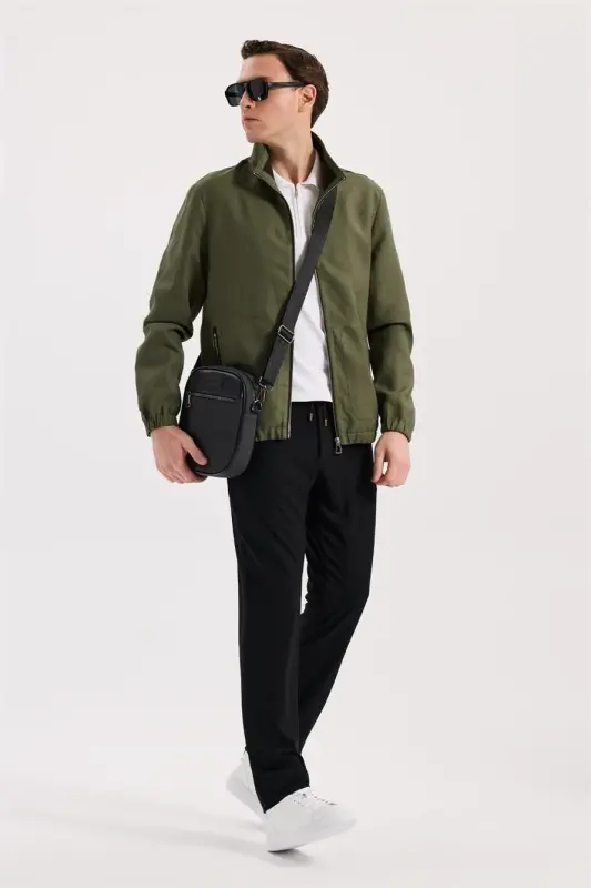 Haki Comfort Fit %100 Keten Mevsimlik Spor Mont - 2