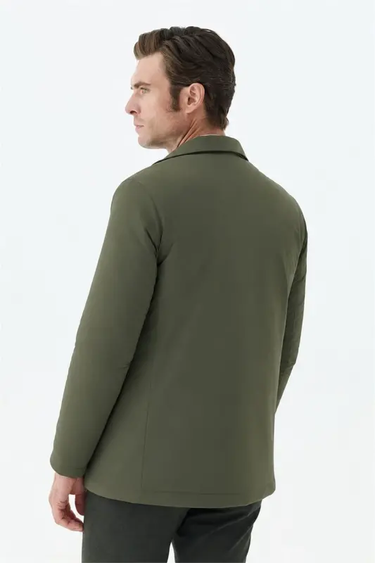 Haki Comfort Fit Chaqaloq Yoqali Fermuarli Ko'ylagi - 7