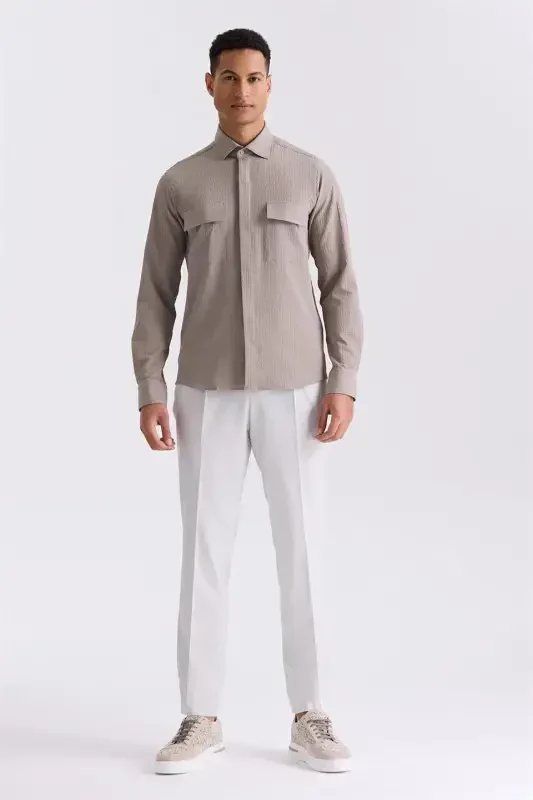 Haki Comfort Fit Desenli Spor Gömlek - 2