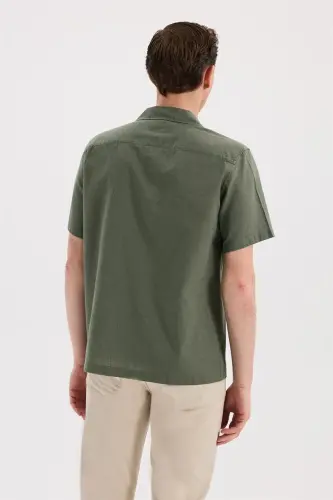 Haki Comfort Fit Klasik Yaka Kısa Kol Gömlek - 4