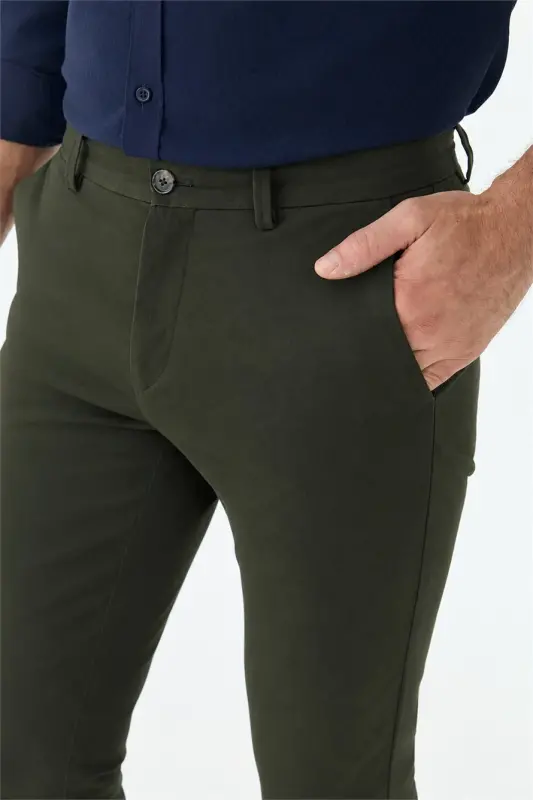 Haki Comfort Fit Pamuklu Kanvas Pantolon - 3