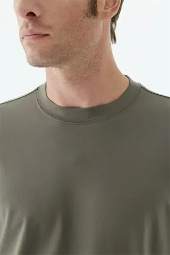 Haki Comfort Fit Rayon Karışımlı Bisiklet Yaka Sweatshirt - 4