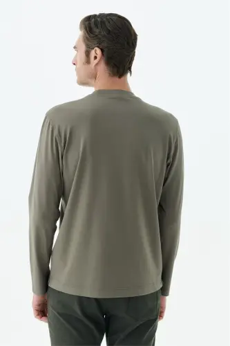 Haki Comfort Fit Rayon Karışımlı Bisiklet Yaka Sweatshirt - 5