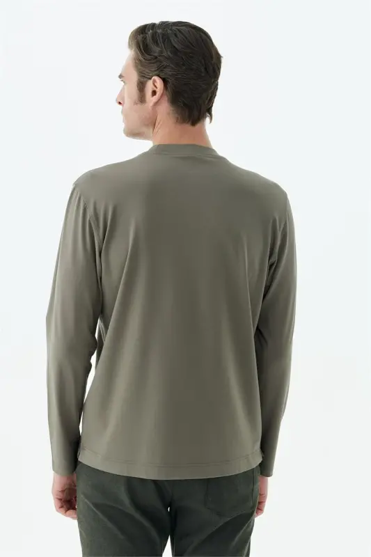 Haki Comfort Fit Rayon Karışımlı Bisiklet Yaka Sweatshirt - 5
