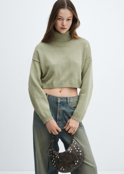 Haki crew neck knit sweater - 13