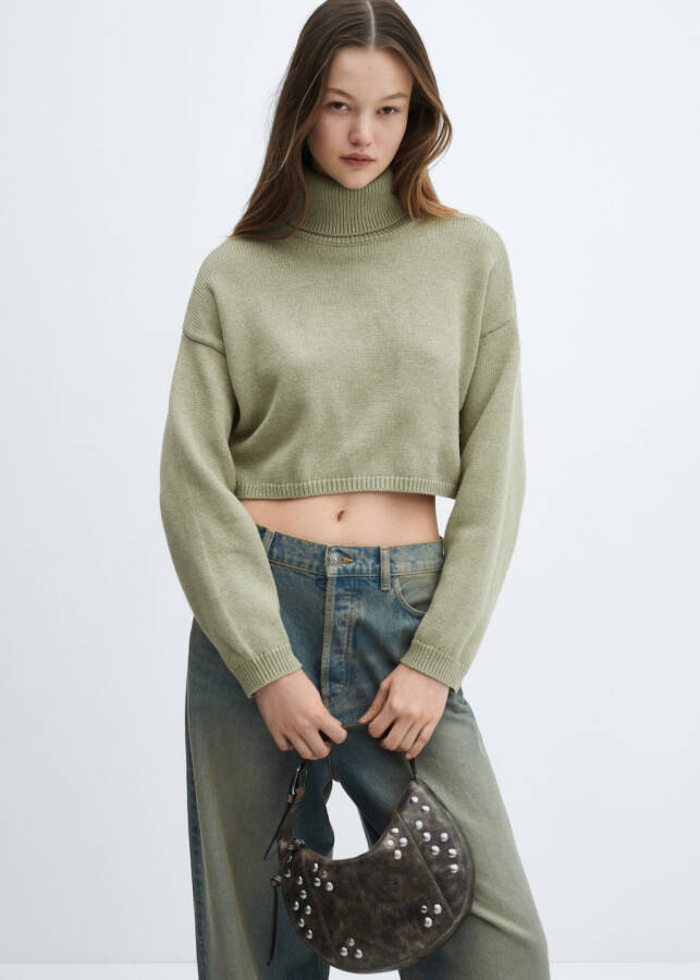 Haki crew neck knit sweater - 6