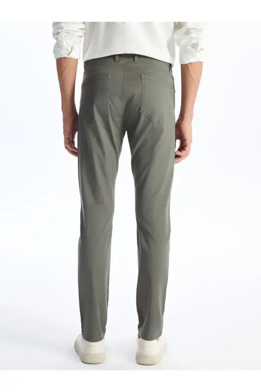 Haki Dar Kalıp Erkek Chino Pantolon - Açık Haki - 5