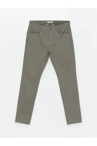 Haki Dar Kalıp Erkek Chino Pantolon-Açık Haki - 6