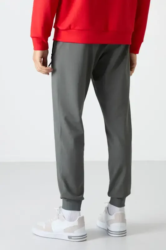 Haki Fermuar Cepli Standart Kalıp Jogger Erkek Eşofman Alt - 84587-Haki - 5