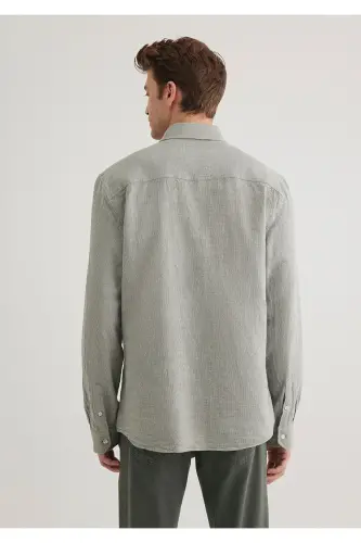 Haki Ko'ylak Slim Fit / Tor Kesim 0211383-80692-Yash - 4