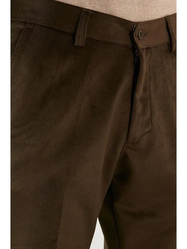Haki Normal Bel Regular Fit Düz Paça Kadife Erkek Pantolon 645MERLIN-Haki - 2