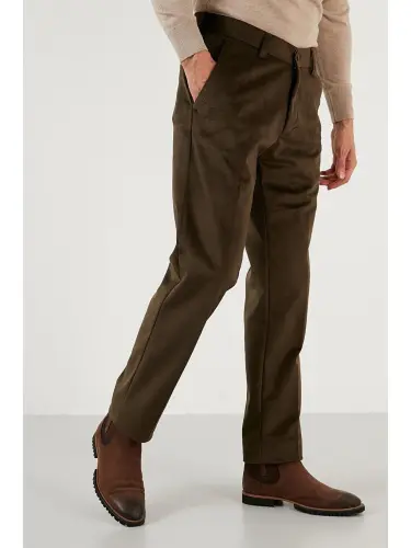 Haki Normal Bel Regular Fit Düz Paça Kadife Erkek Pantolon 645MERLIN-Haki - 3