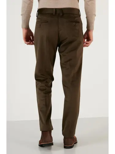 Haki Normal Bel Regular Fit Düz Paça Kadife Erkek Pantolon 645MERLIN-Haki - 4