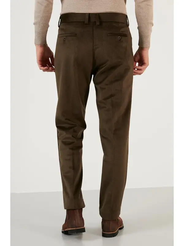 Haki Normal Bel Regular Fit Düz Paça Kadife Erkek Pantolon 645MERLIN-Haki - 4
