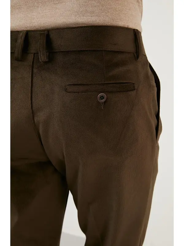 Haki Normal Bel Regular Fit Düz Paça Kadife Erkek Pantolon 645MERLIN-Haki - 6