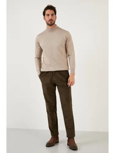 Haki Normal Bel Regular Fit Düz Paça Kadife Erkek Pantolon 645MERLIN-Haki - 7