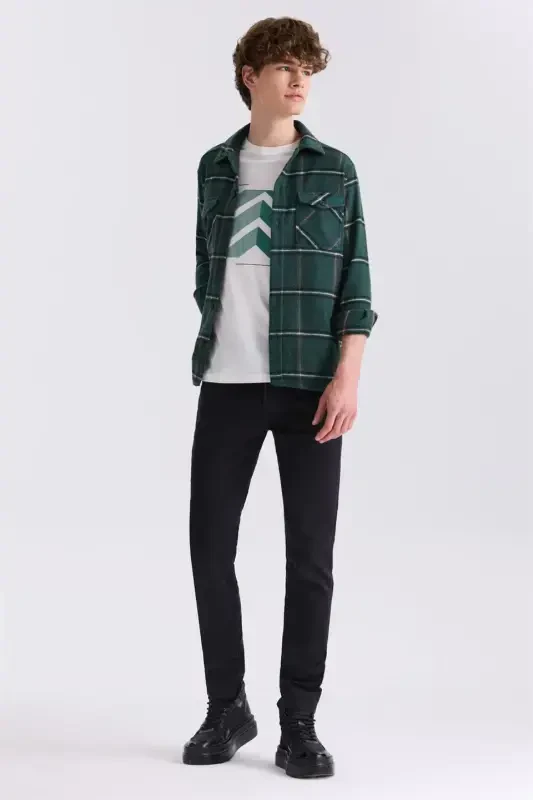 Haki Over Size Keng kesimli katak naqshli paxtali cho‘ntakli o‘rmonchi ko‘ylagi - 2