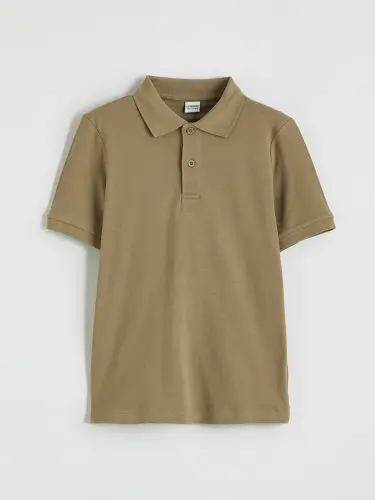Haki Polo Yaka Erkek Çocuk Pike Tişört-Haki - 1