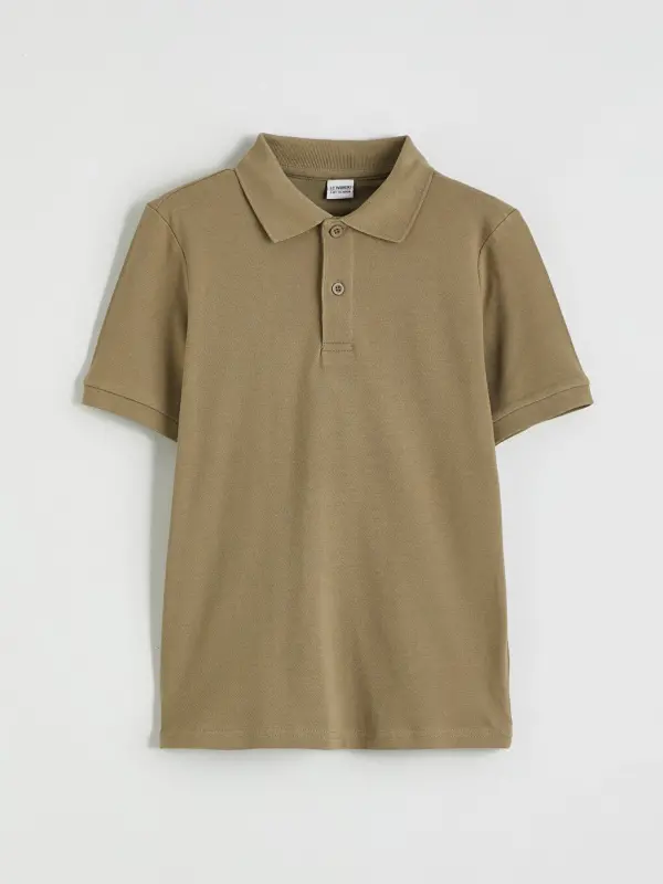 Haki Polo Yaka Erkek Çocuk Pike Tişört-Haki - 1