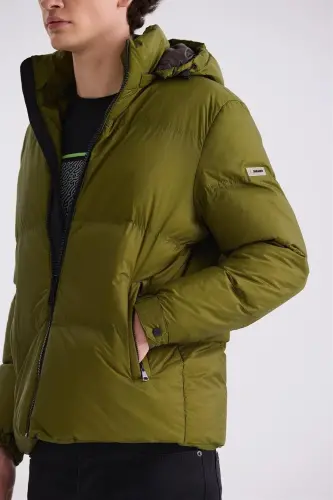 Haki Comfort Fit Kapüşonlu Kışlık Mont - 3