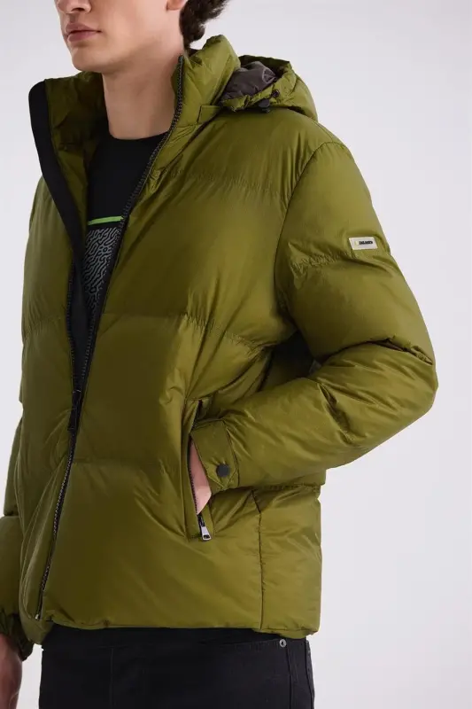 Haki Comfort Fit Kapüşonlu Kışlık Mont - 3