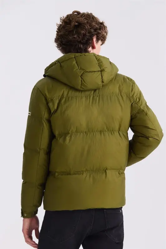 Haki Comfort Fit Kapüşonlu Kışlık Mont - 4