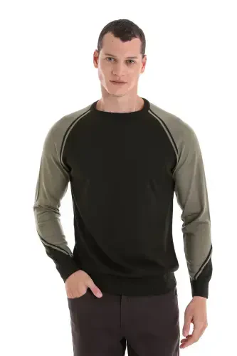 Haki Regular Fit Velosiped Yoqali Jakarli Jun Triko - 1