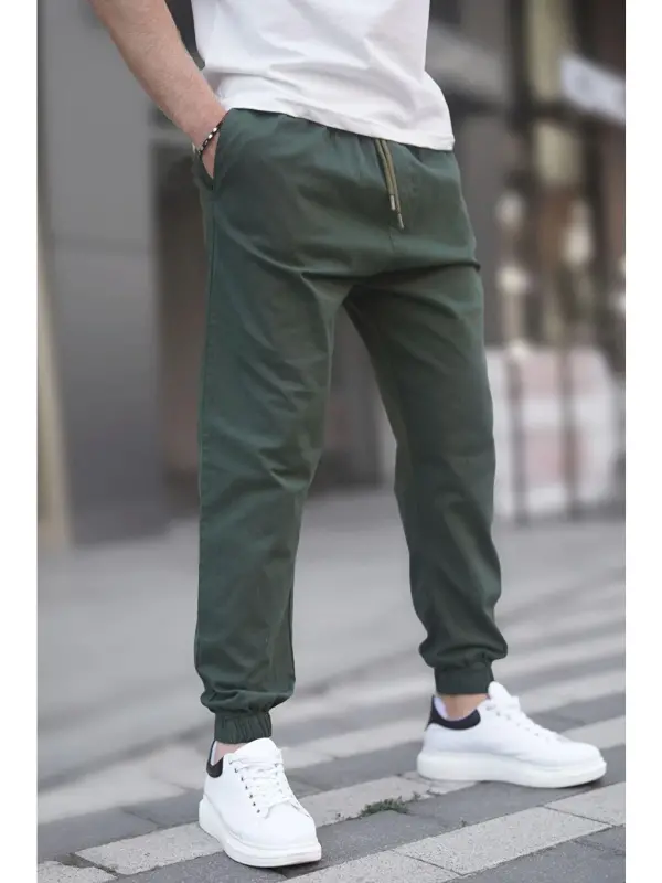Haki Relaxed %100 Pamuk Jogger Pantolon 6853-Haki - 2