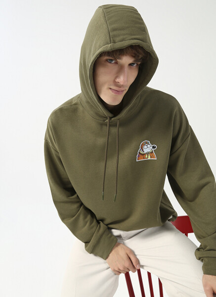 Haki Renkli Erkek Oversize Sweatshirt - 1