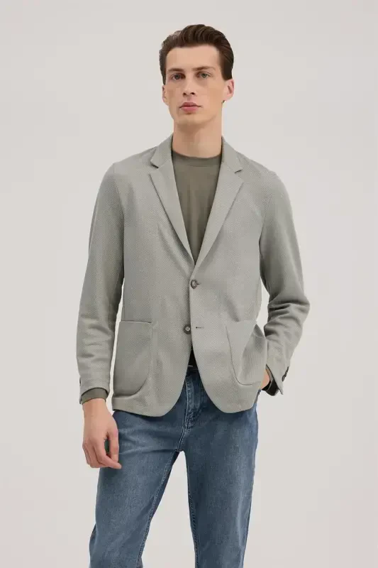 Haki Slim Fit Mono Yoqa Torli Cho'ntak Kurtka - 1